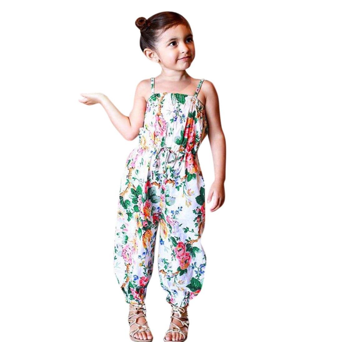 Moonker Baby Girls Floral Print Sleeveless Romper Jumpsuit - Soft Summer Outfit for Infants & Toddlers - Perfect for Playdates, Beach Trips & Outdoor Adventures