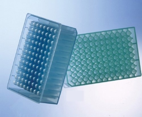Natural Polypropylene MASTERBLOCK 96 Deep Well Storage Plate - Chimney Style, Round Bottom (Pack of 50) - Ideal for Laboratory Sample Storage & PCR Testing