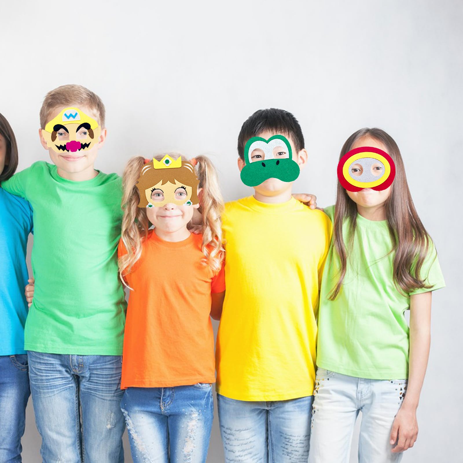 12Pcs Felt Masks for Kids Party Favors & Costume Games - Birthday Theme