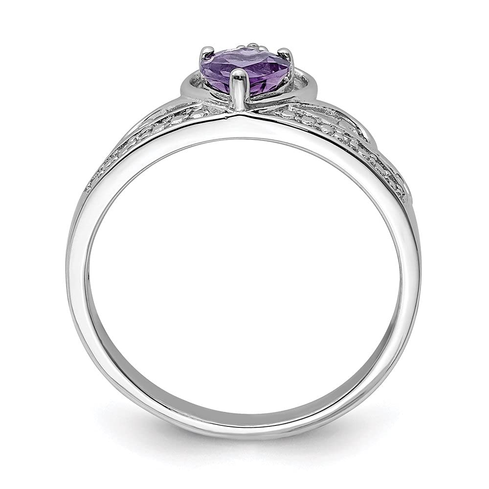 Diamond2Deal 925 Sterling Silver Diamond and Amethyst Teardrop Engagement Ring (0.36ct) - Elegant Wedding, Proposal & Anniversary Jewelry Gift for Her
