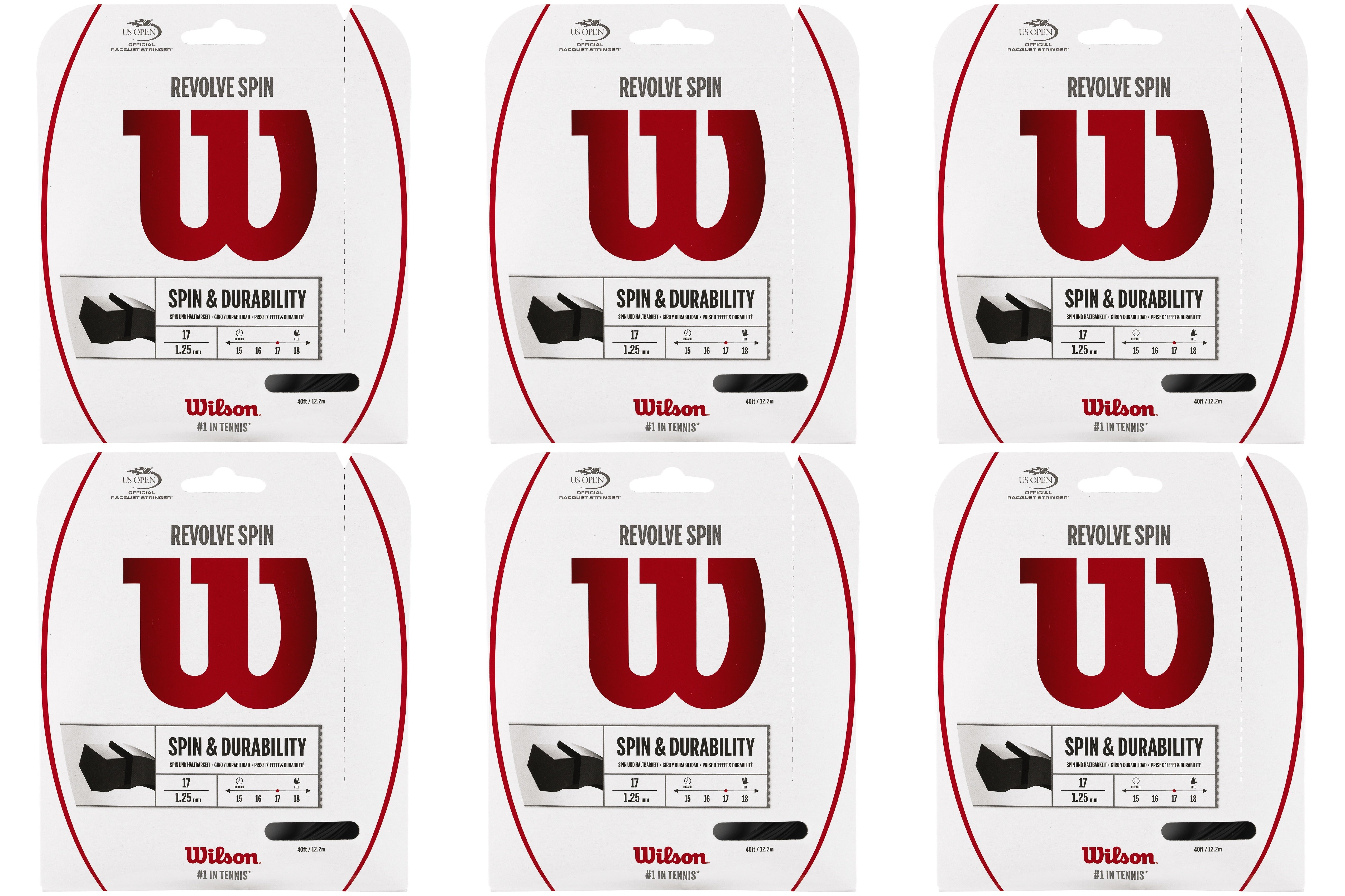 Wilson Revolve Spin Black Tennis String - High Performance Polyester String for Spin & Control | Perfect for Competitive Play & Training