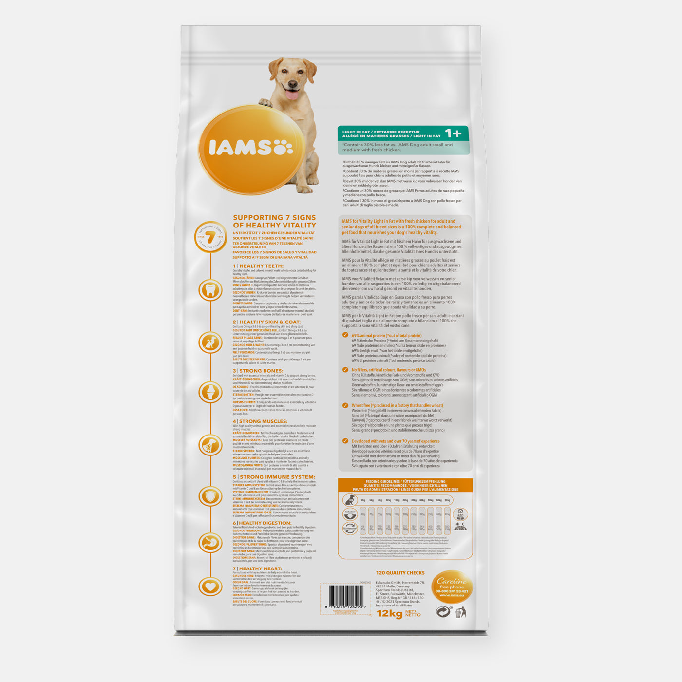 IAMS Proactive Health Light Adult Dry Dog Food with Real Chicken - High Protein, Low Fat Recipe for Weight Management & Healthy Digestion - Perfect for Indoor & Less Active Dogs