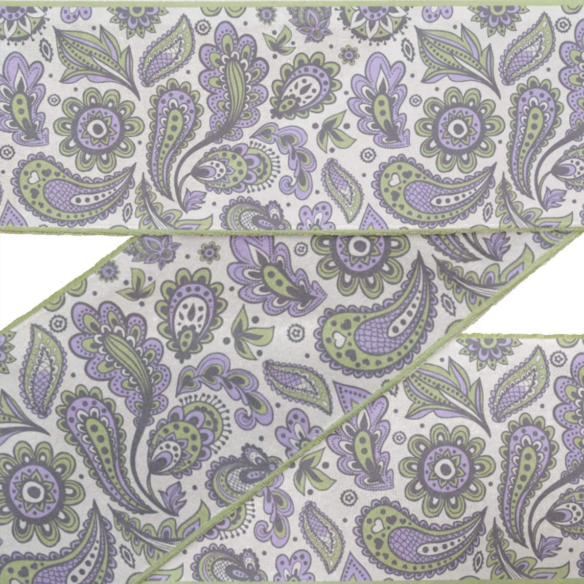 White Leaves & Floral Artistic Printed Velvet Ribbon Trim - 9 Yards x 3 Inches Wide for Sewing, Crafts, DIY Accessories - Perfect for Gift Wrapping, Home Decor, and Fashion Embellishments