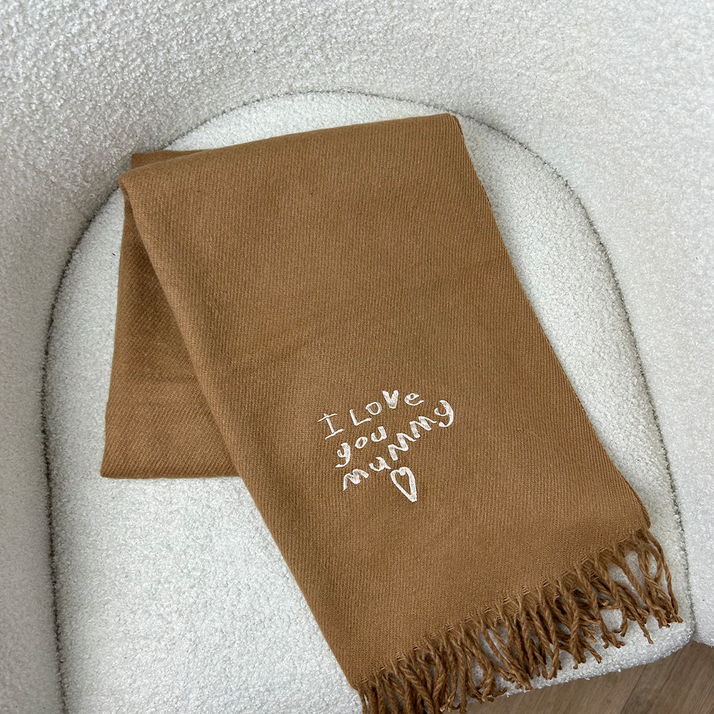 Personalized Handwriting Embroidered Scarf - Custom Name & Message - Soft Fashion Accessory for Women - Perfect Gift for Mom, Wife, or Friend - Great for Holidays, Anniversaries & Special Occasions