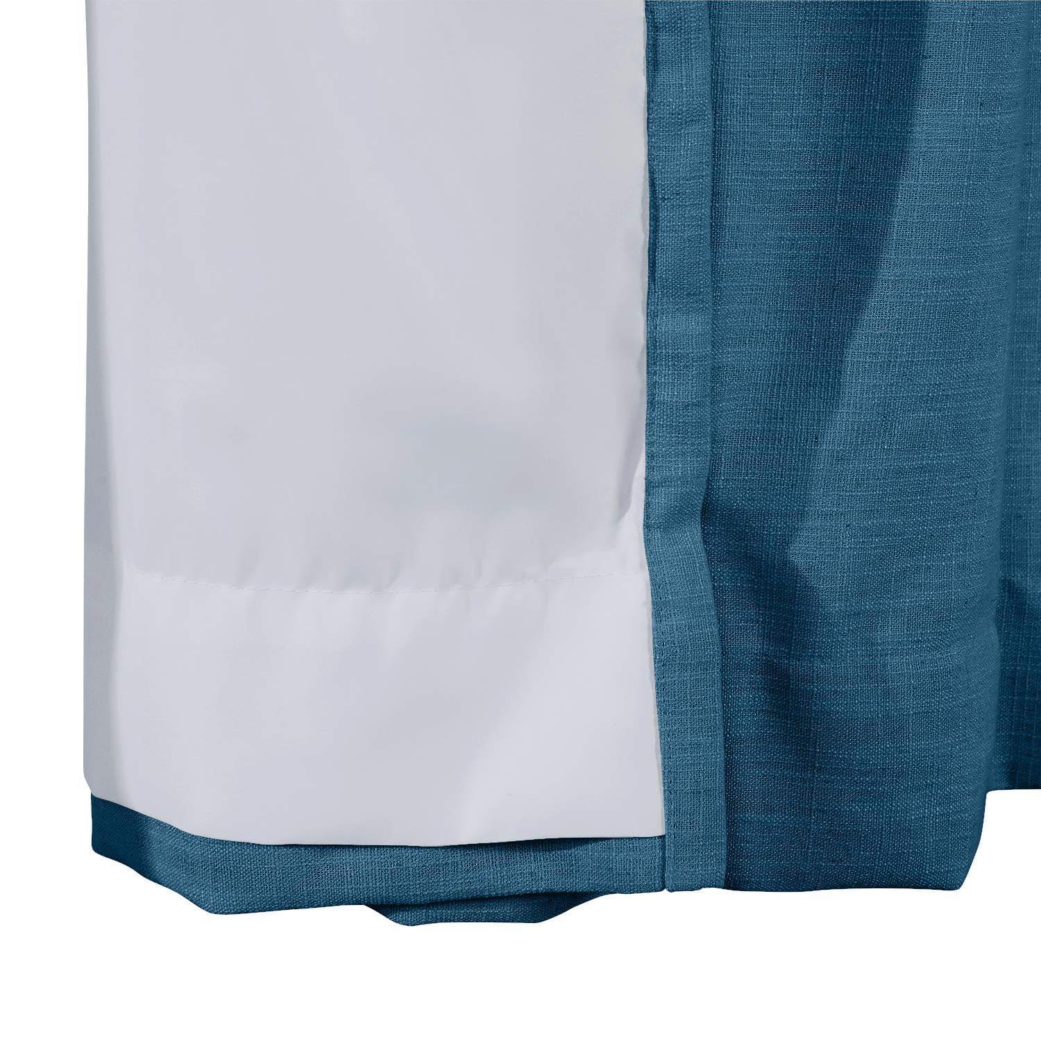 Premium 100Wx102L Inch Navy Blue Linen Room Darkening Curtain Panel - 4-in-1 Header with Rod Pocket, Back Tab & Hook Belt for Living Room, Bedroom & Home Theater Blackout Needs