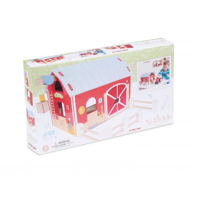 Red Wooden Barn Toy Set - Classic Farmhouse Playset for Kids | Pretend Play & Farm Animal Figurines | Perfect for Imaginative Play & Nursery Decor