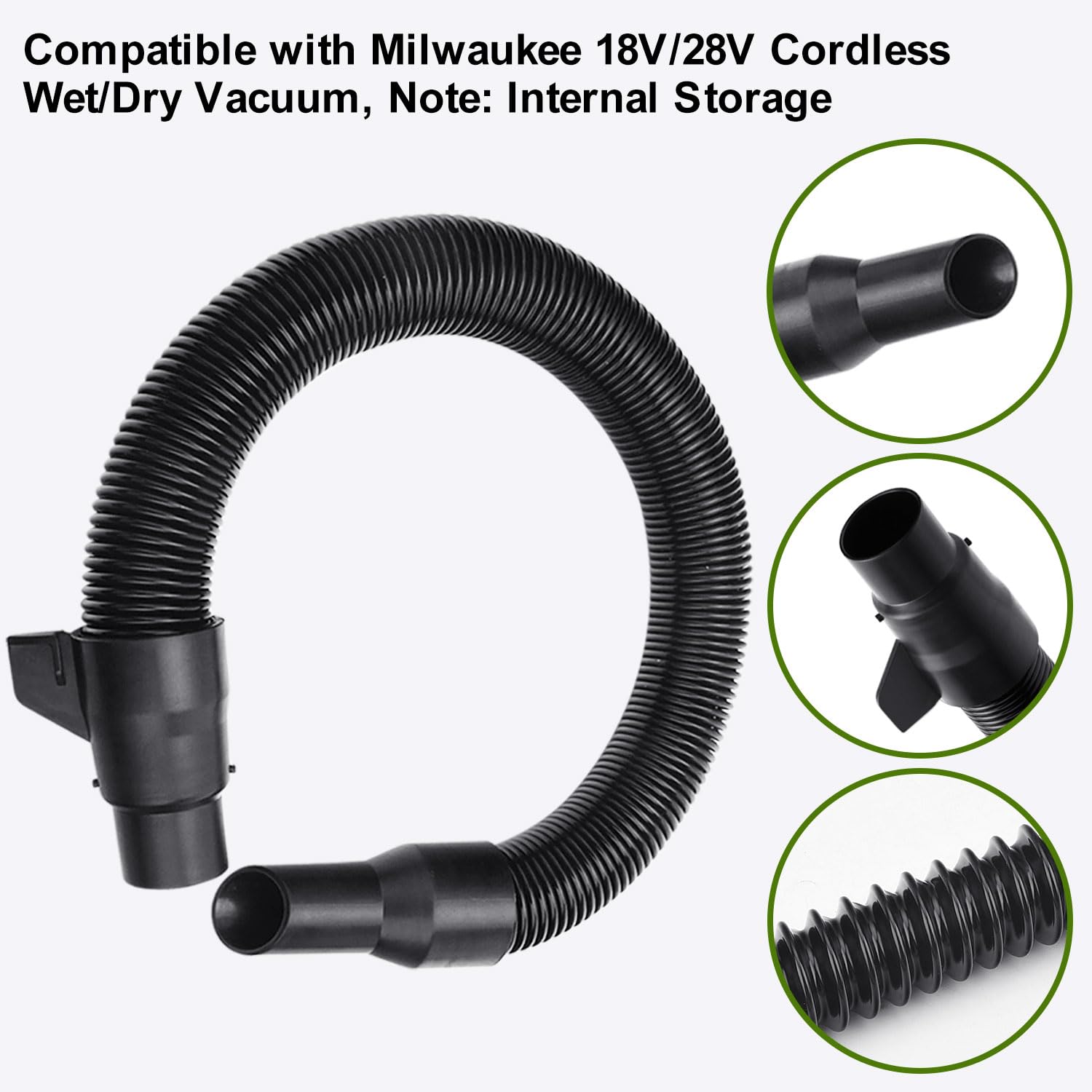 Milwaukee M18 Vacuum Hose Replacement - Compatible with Models 0970-20, 0880-20 & 0780-20 | 18V/28V Wet/Dry Vacuum Hose Assembly with Internal Storage | Perfect for Construction Sites, Workshops & Home Cleaning