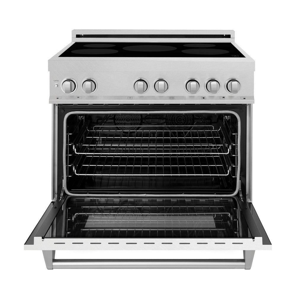 ZLINE 36 Inch 4.6 Cu Ft Legacy Induction Range with 5-Element Cooktop & Electric Oven - Satin Stainless Steel (RAINDS SN 36) | Perfect for Modern Kitchens, Home Chefs & Professional Cooking