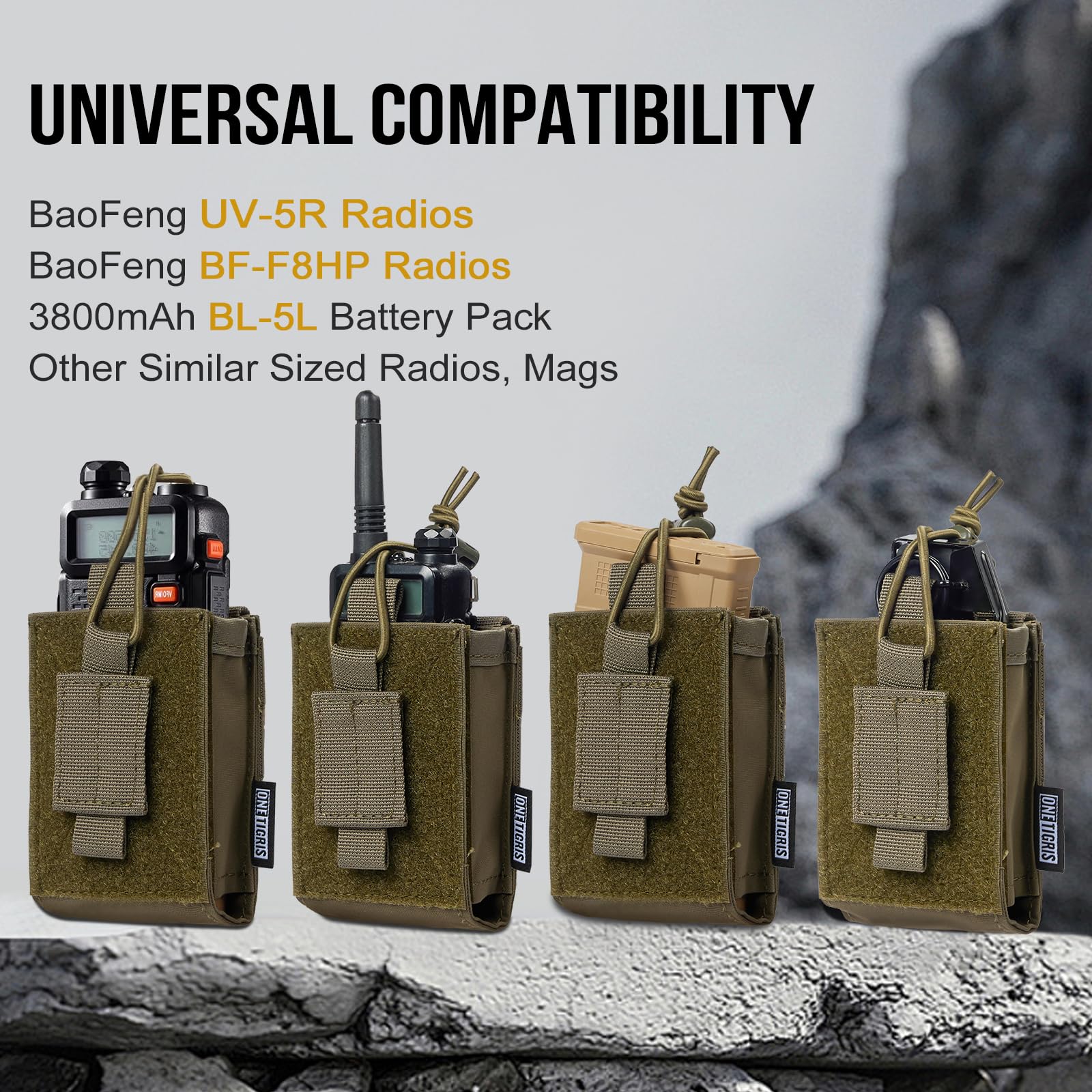 OneTigris Nylon MOLLE Radio Holster Pouch for BaoFeng UV-5R BF-F8HP Walkie Talkie - Tactical Gear for Outdoor Adventures, Hiking, Camping & Emergency Communication