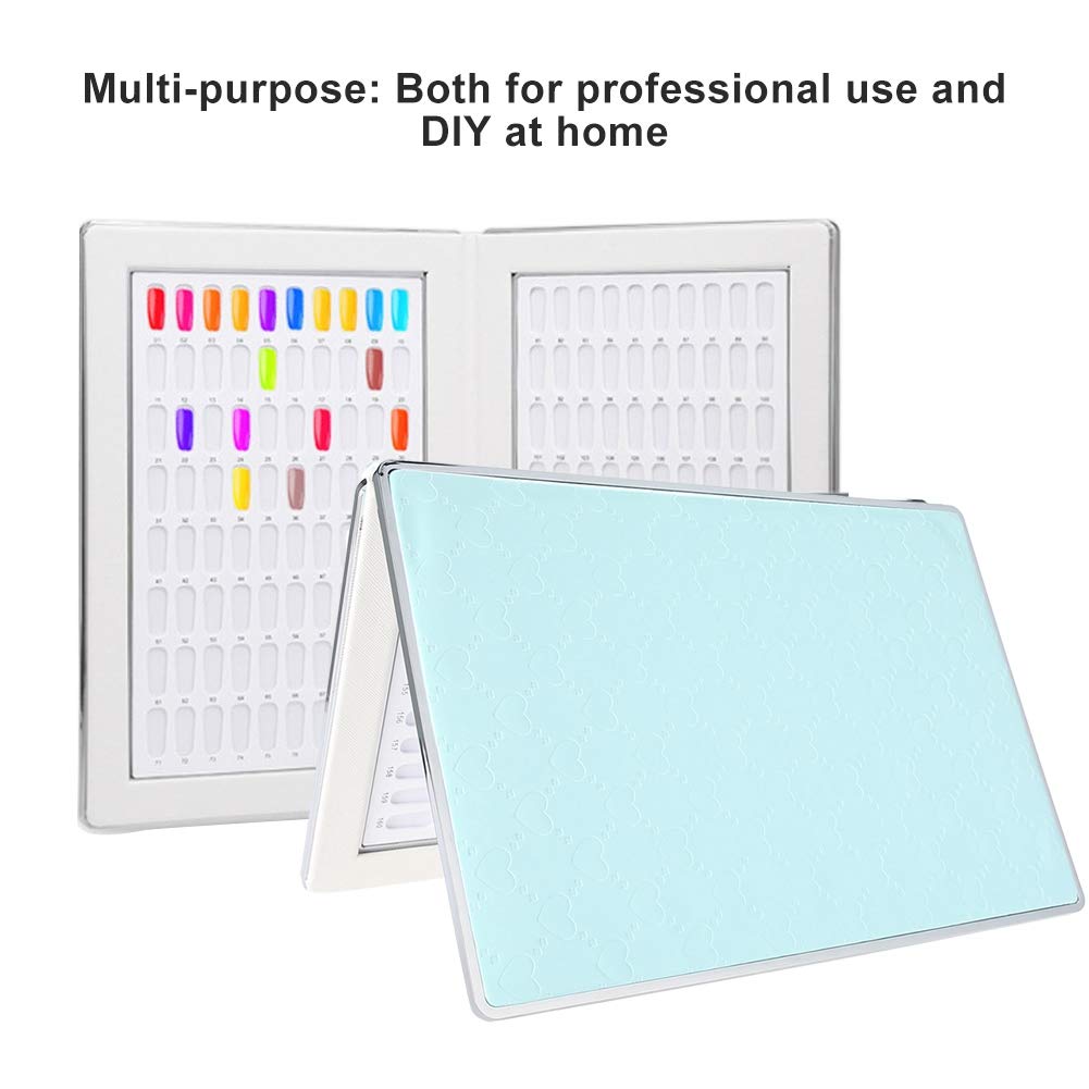160-Slot Nail Polish UV Gel Color Display Book - Professional Nail Salon & Home Manicure Organizer with Durable Blue Nail Display Cards | Perfect for Salon Color Selection & Retail Product Showcase
