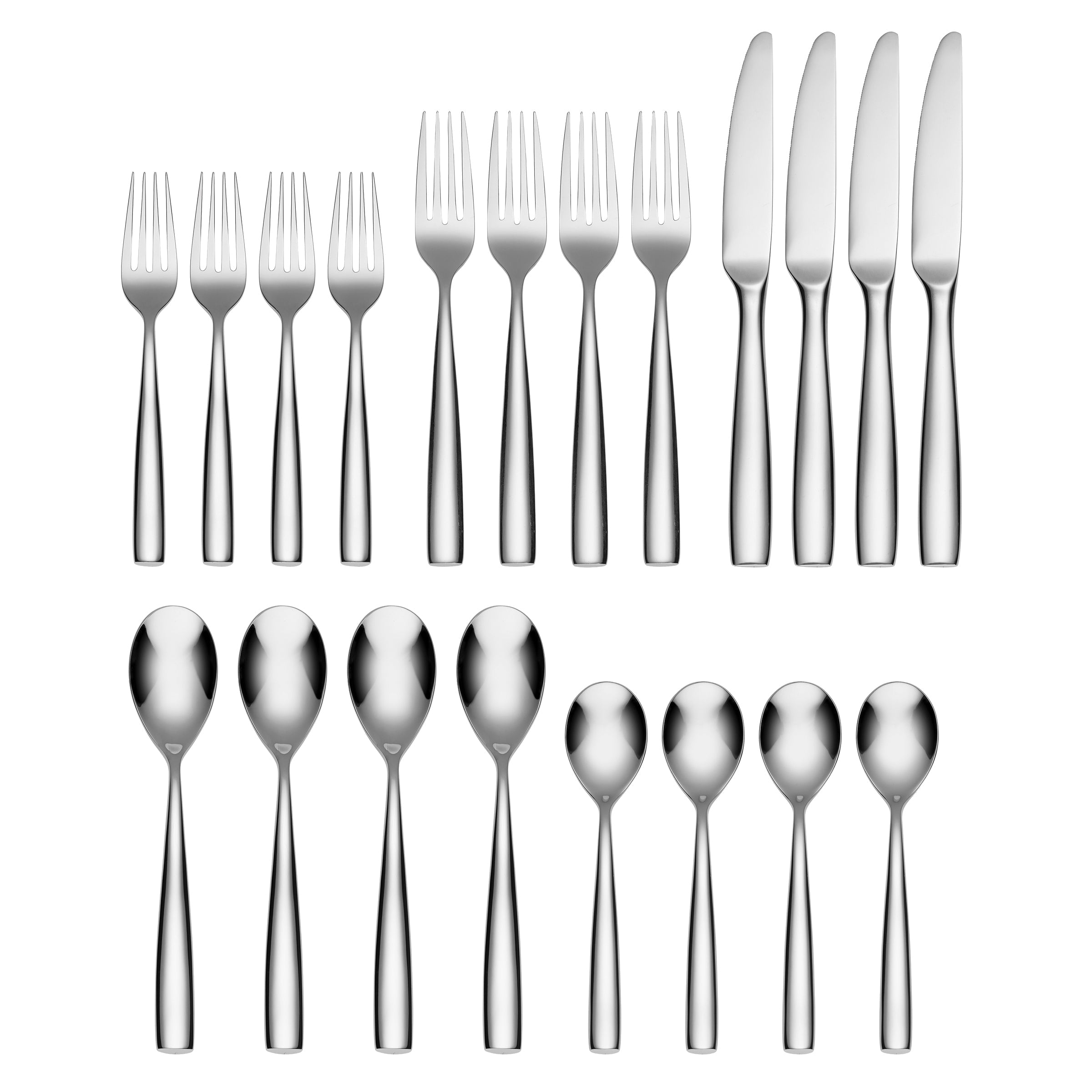 Linden Mirror 20-Piece Stainless Steel Flatware Set - Elegant Silverware for Dining, Entertaining & Wedding Gifts