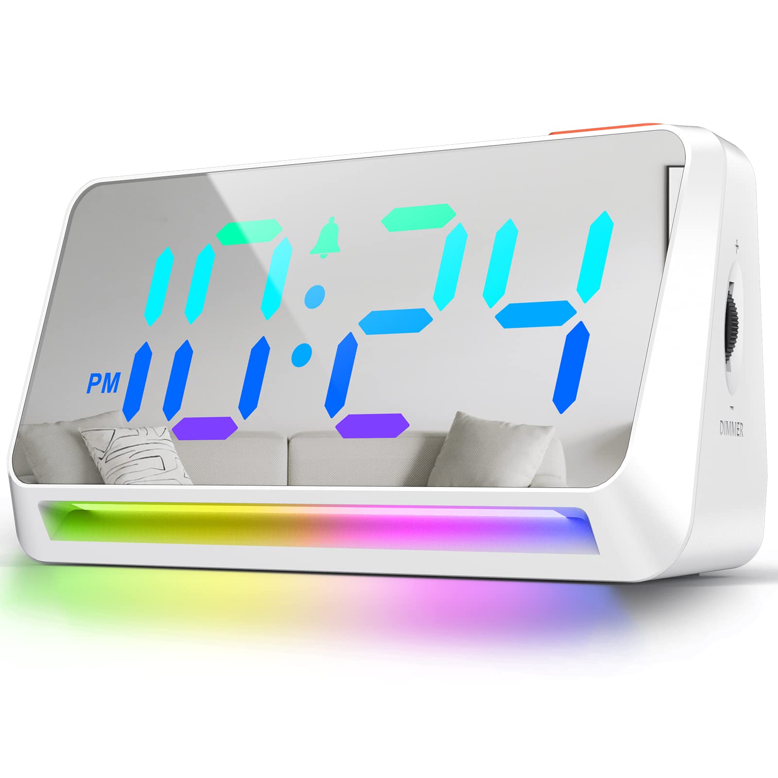 Super Loud Alarm Clock for Heavy Sleepers & Adults - RGB Color Changing Digital Clock with LED Display, USB Charger & Night Light | Perfect for Bedroom, Teens, Kids & Nightstands | Wake Up Easily & Charge Devices