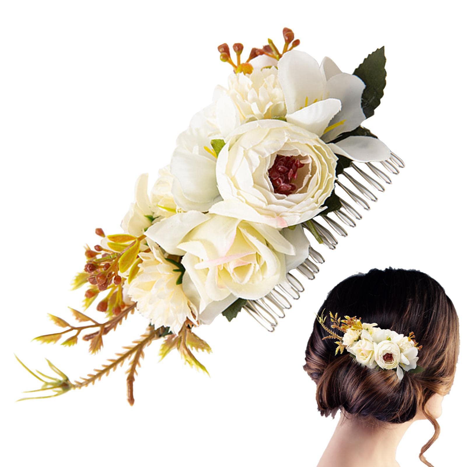Elegant Wedding Hair Comb with Floral Design - Bridal Headpiece, Hair Pins & Clips for Women, Flower Girls & Brides | Perfect for Weddings, Proms & Special Occasions