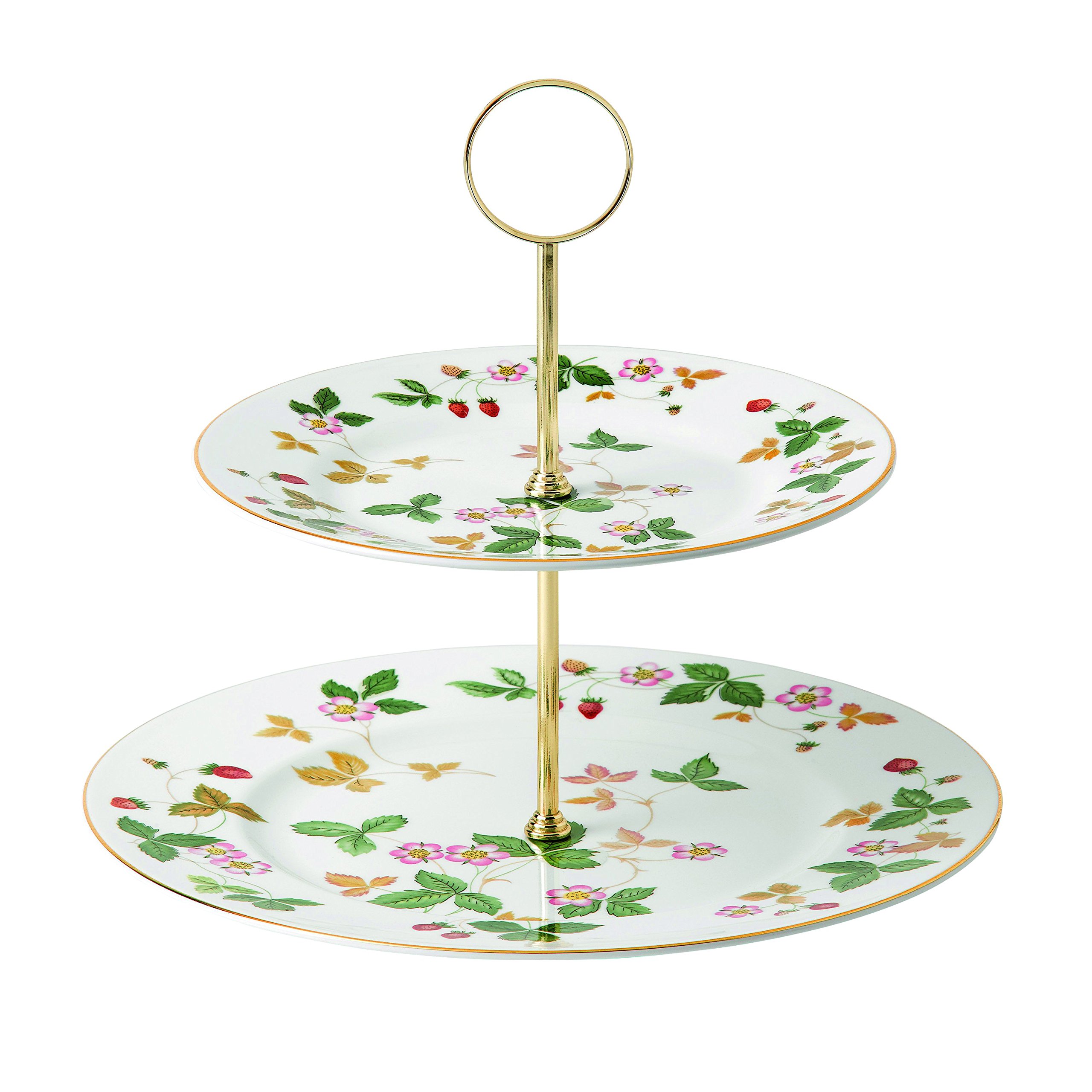 Wedgwood Wild Strawberry 2-Tier Green Cake Stand - Elegant Vintage Dessert Serving Platter for Afternoon Tea, Bridal Shower & Party Decor