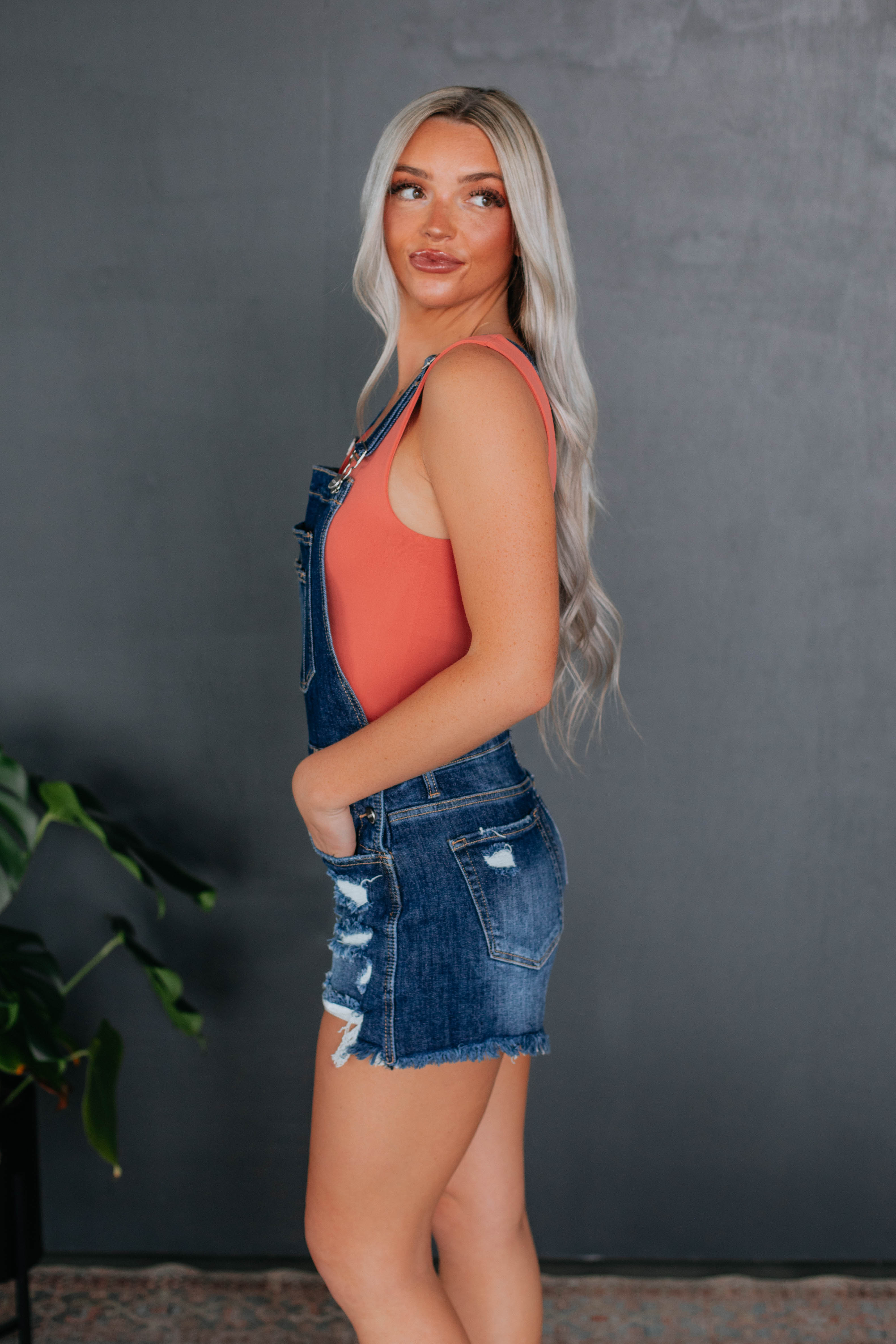 Gemini Risen Women's Denim Short Overalls - Dark Wash Jeans for Casual Outfits & Summer Fashion