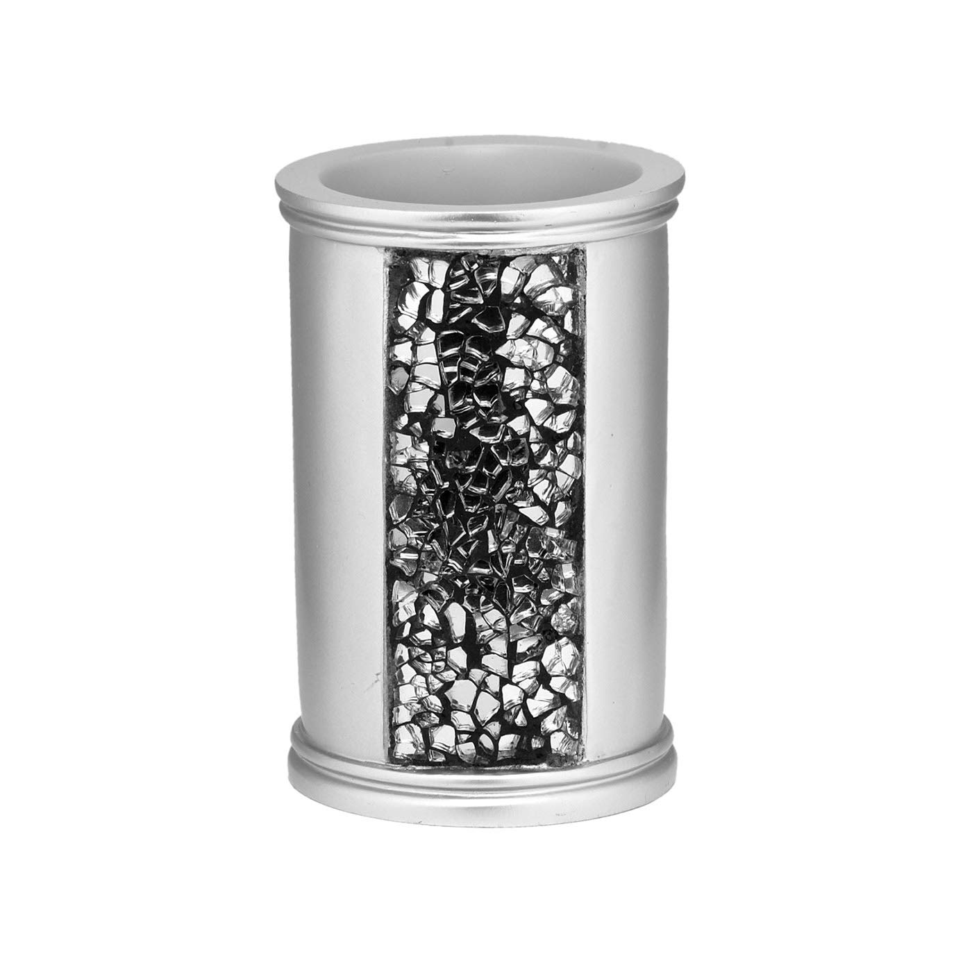 Sinatra Silver 6-Piece Resin Bath Accessory Set with Cracked Glass Design - Luxury Bathroom Decor for Spa, Hotel & Home Use