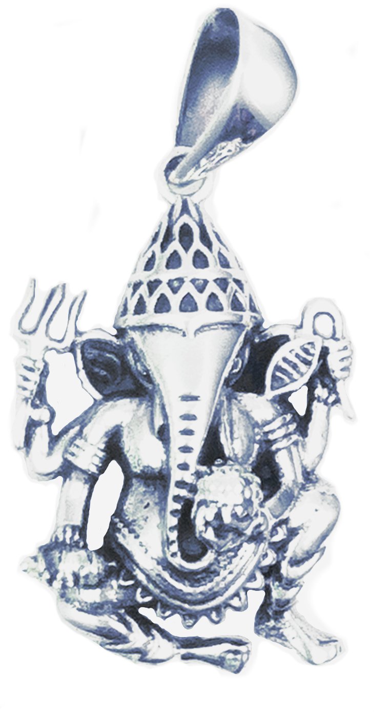 Sterling Silver Ganesh Pendant Necklace for Spiritual Protection