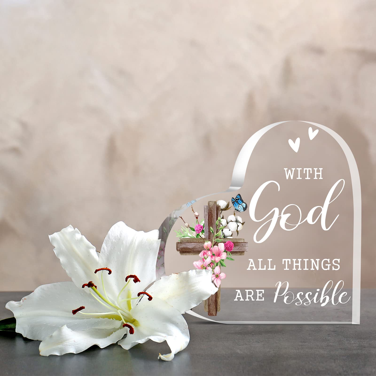 Yulejo Acrylic Christian Gifts for Women & Men - Inspirational Bible Verse Prayers, Religious Scripture Keepsakes for Friends, Mom, Valentines, Birthday - Modern Style for Home, Office, Church Decor