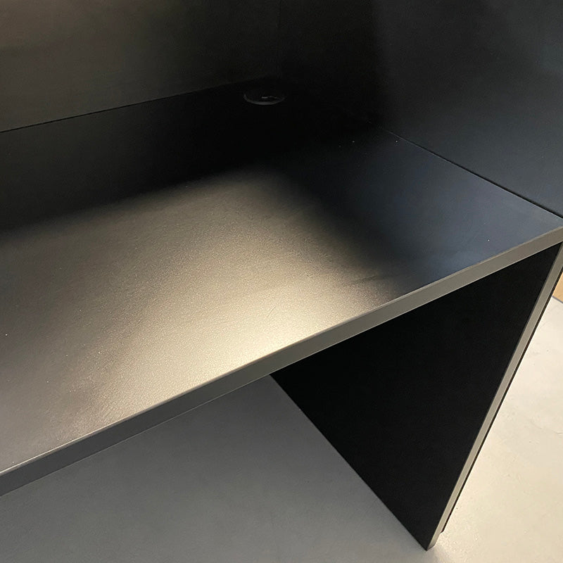 KENTO 240cm Modern Reception Desk with Timber Slat Acoustic Design in Black & Oak Finish - Perfect for Office Lobby, Hotel Front Desk, and Corporate Waiting Areas
