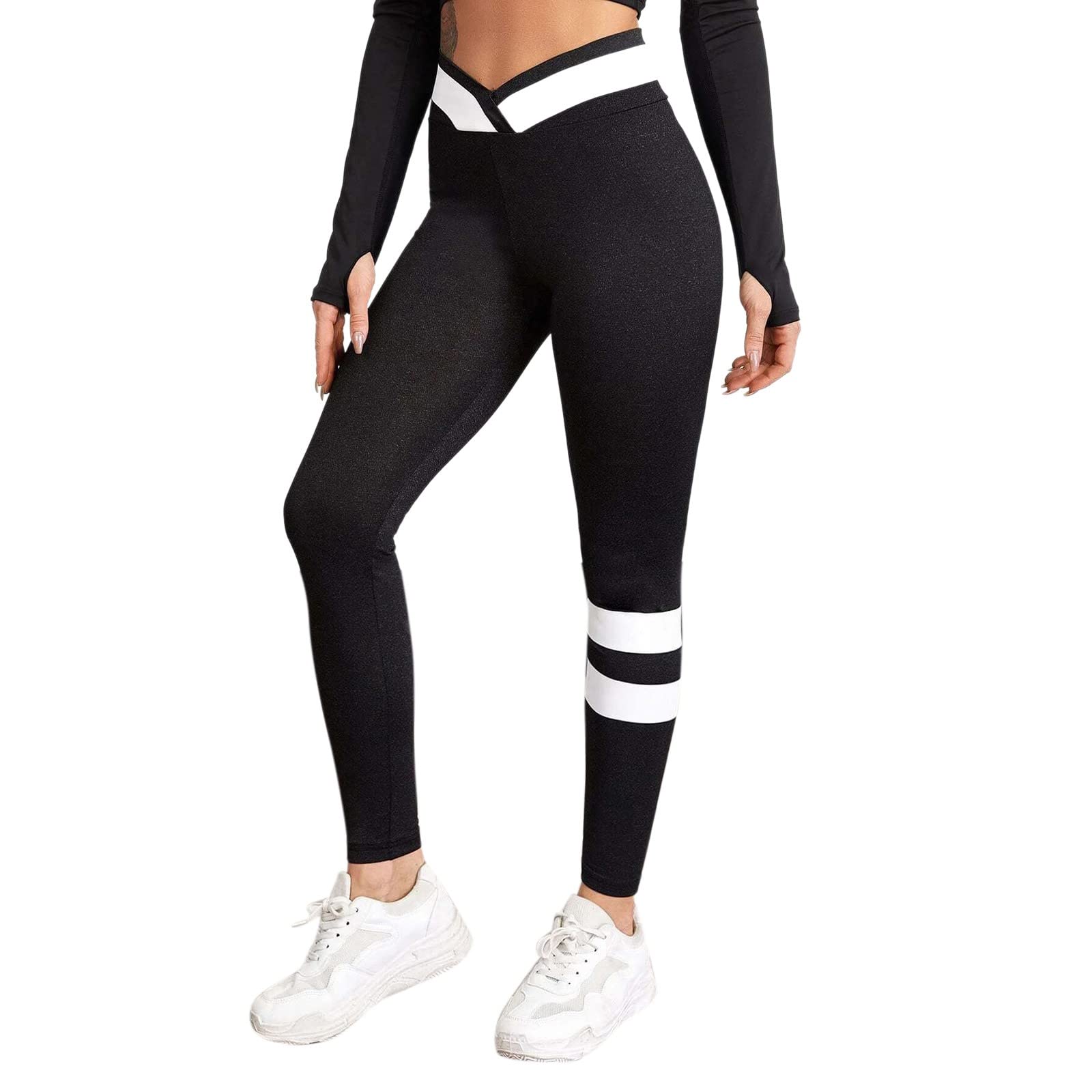 High Waisted Striped Yoga Leggings for Women - Breathable Workout Pants for Running, Gym & Lounge - Trendy Athletic Leggings for Teens & Adults | Perfect for Yoga, Pilates & Casual Wear