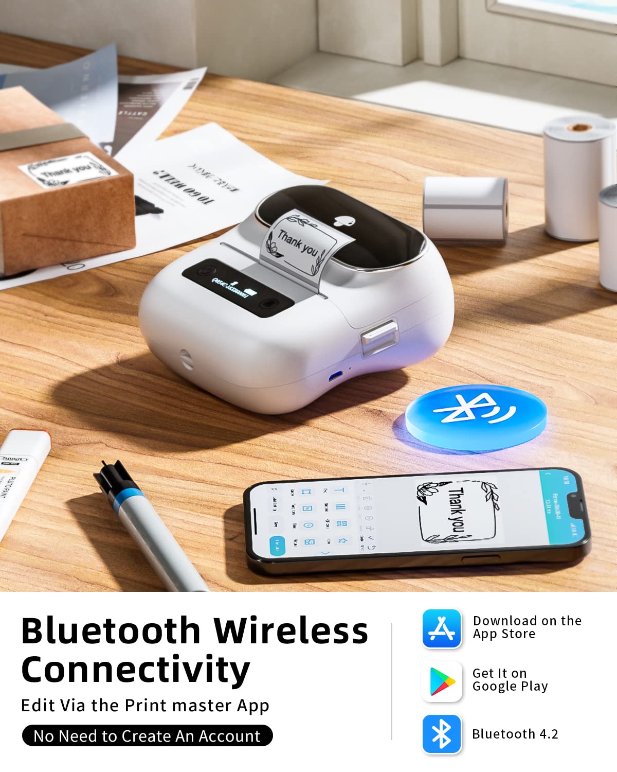 Phomemo M220 Bluetooth Barcode Label Printer - 3 Inch Thermal Printer for Shipping, Address & Mailing Labels | Wireless Compatible with iPhone, Android & Laptop | Perfect for Small Business, Warehouse & Home Organization