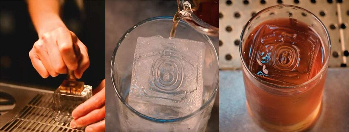 Custom Ice Cube Stamp - Personalized Monogram Ice Branding Stamp with Removable Brass Head for Cocktails & Drinks | DIY Bar Accessories (Golden Brass Handle, 2 Inch)