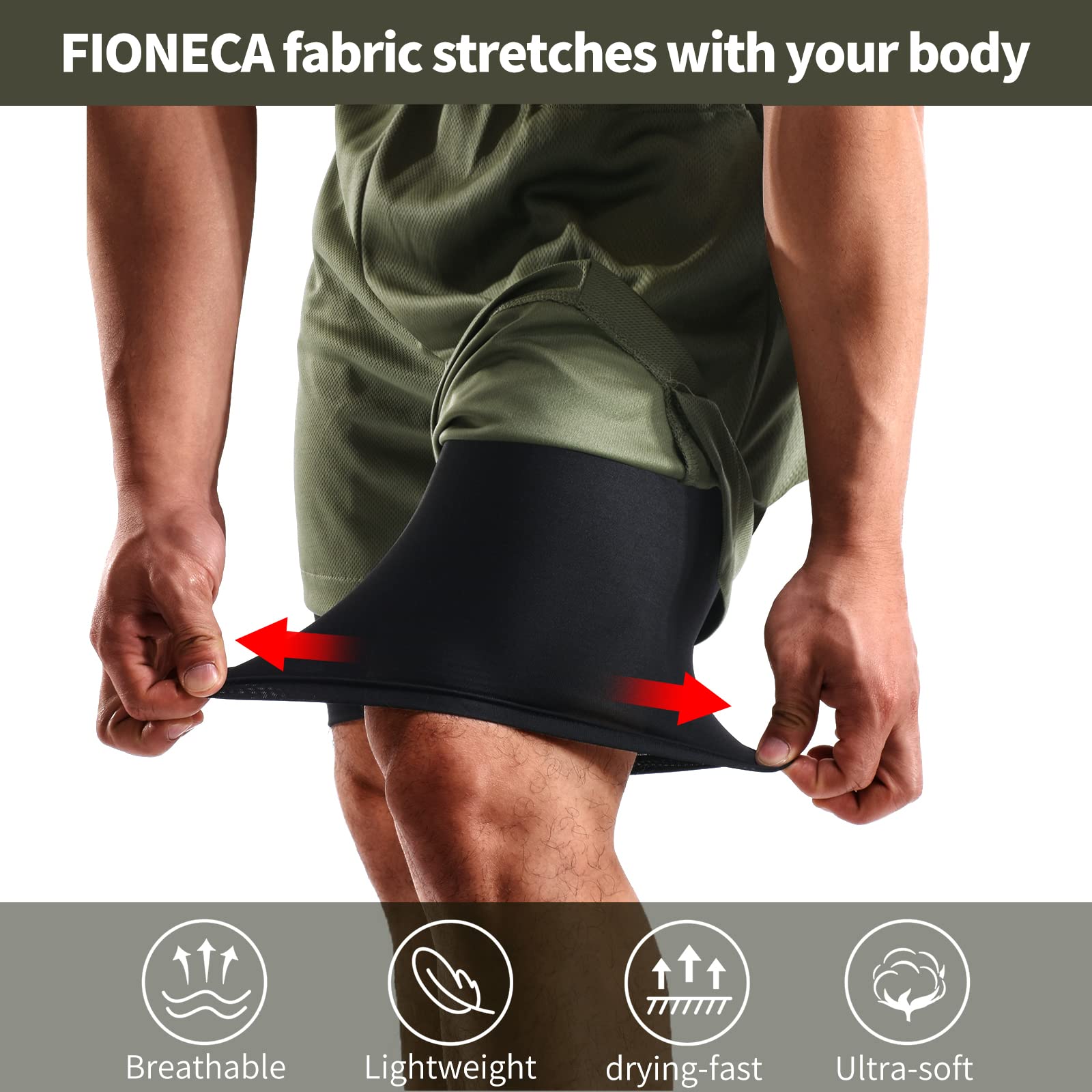 2-in-1 Men's Athletic Shorts 7 Inch - 2 Pack Gym Running Workout Shorts with Pockets & Towel Loop - Breathable Quick-Dry Casual Sports Shorts for Training, Jogging, Basketball & Outdoor Activities