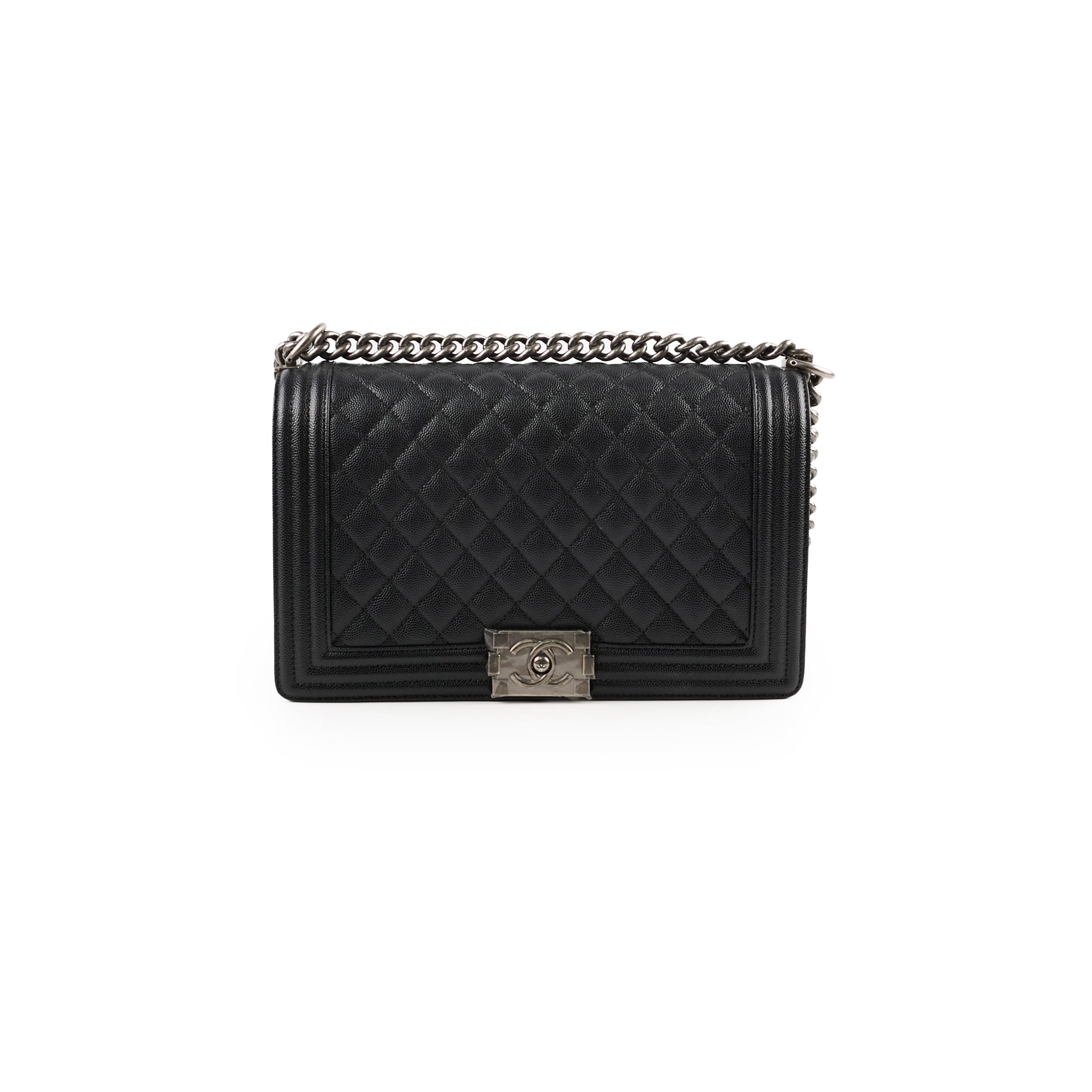 Chanel Caviar New Medium Boy Bag Black with Microchip - Luxury Handbag for Women, Perfect for Parties, Work & Everyday Use