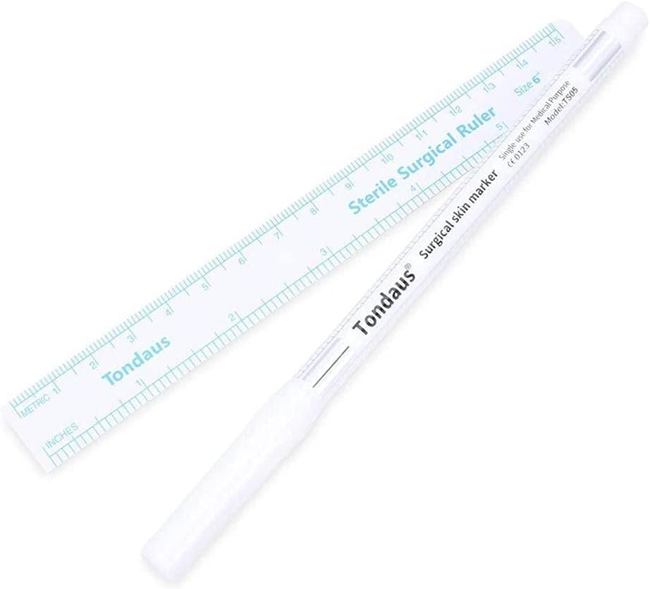 White Tattoo Marker Pen with Ruler - Eyebrow & Lip Tattoo Kit for Beauty Care