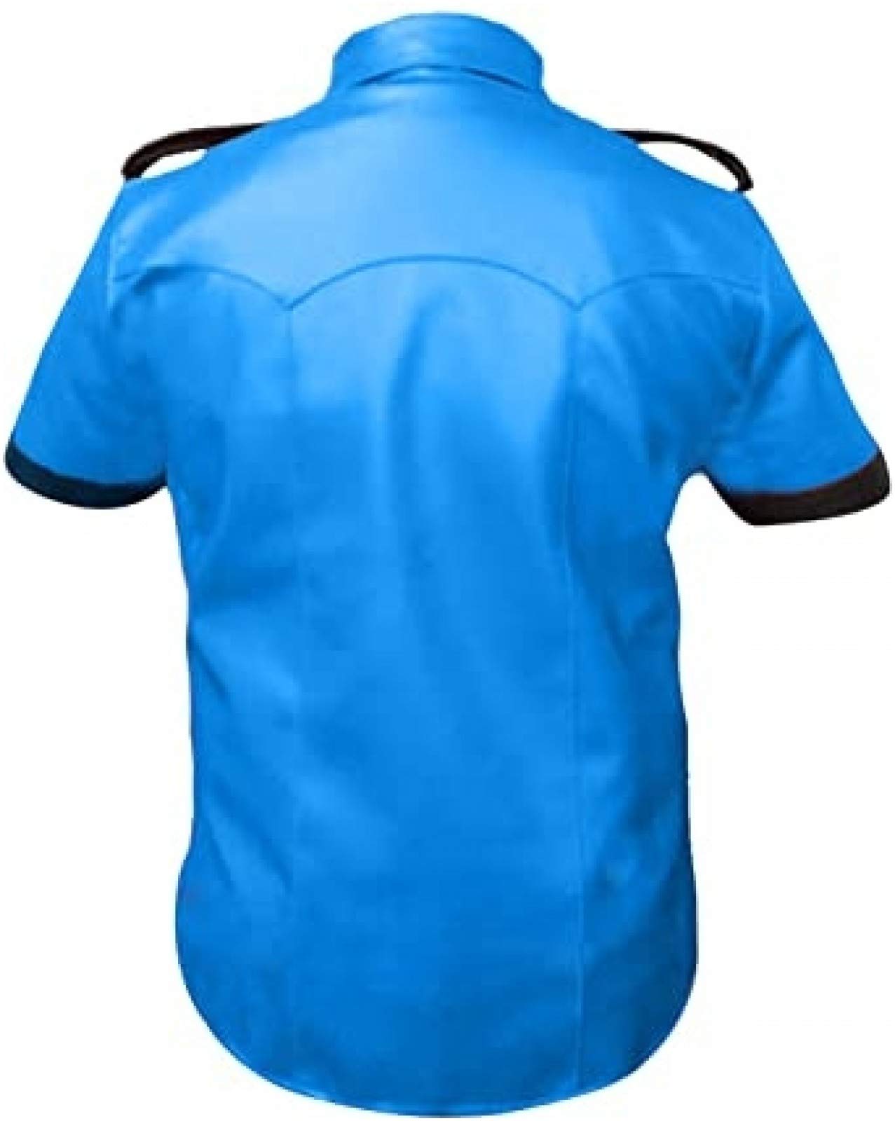 Genuine Cow & Sheep Leather Police Uniform Shirt for Men - BLUF Gay Leather Shirt - Premium Lamb Leather for Cosplay, Roleplay & Fashion