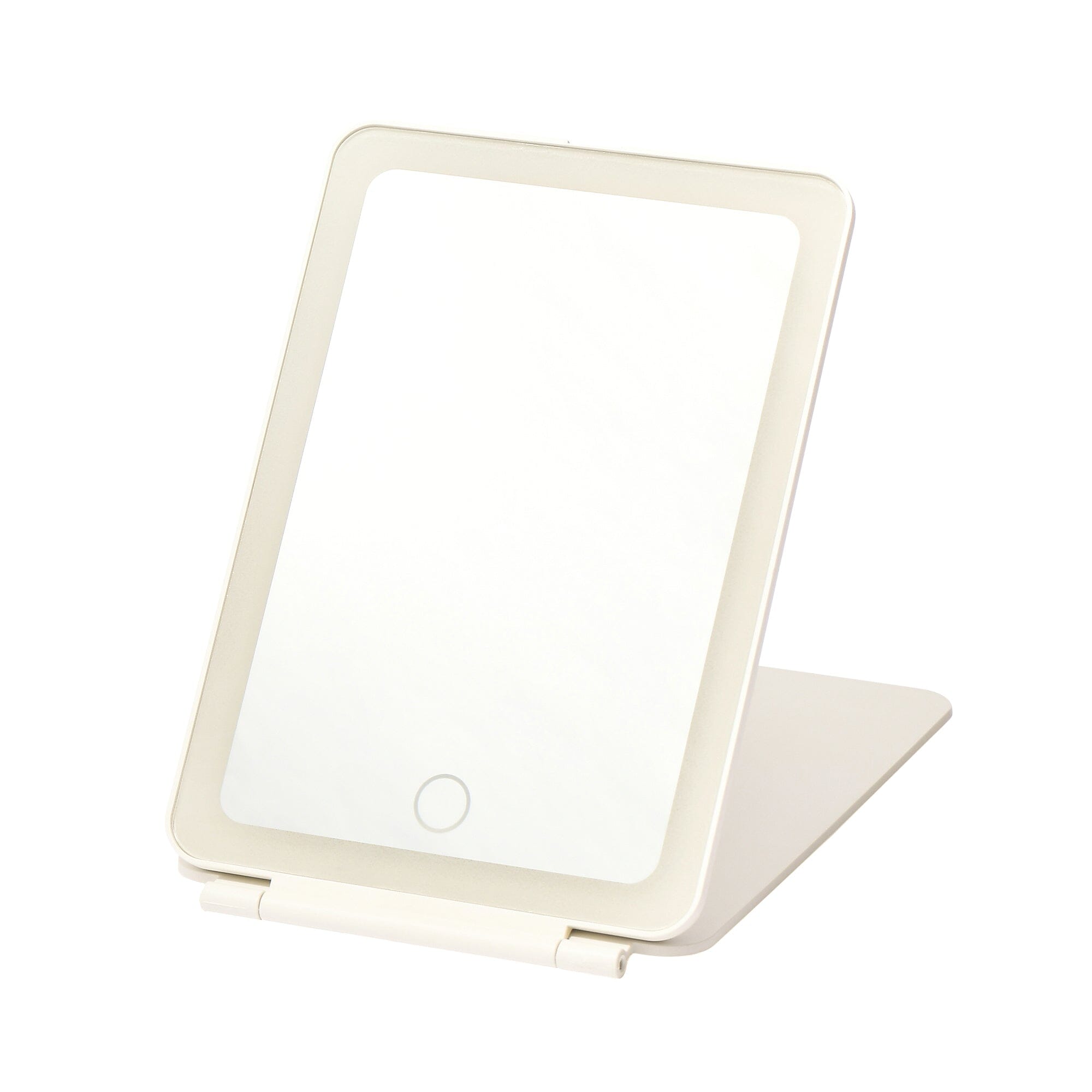 LED Folding Mirror with Adjustable Brightness - Portable Vanity Mirror for Makeup, Travel & Home Use - White