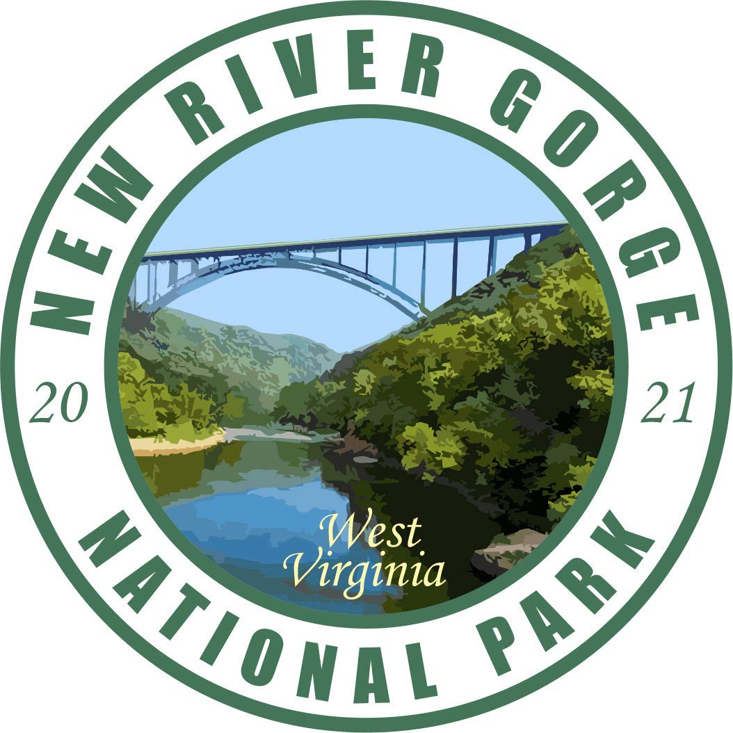 New River Gorge National Park Vinyl Sticker - Waterproof Round Decal for RV, Car, Luggage | Perfect for Hiking, Camping & Outdoor Adventures | Wilderness Nature Travel Gift Idea