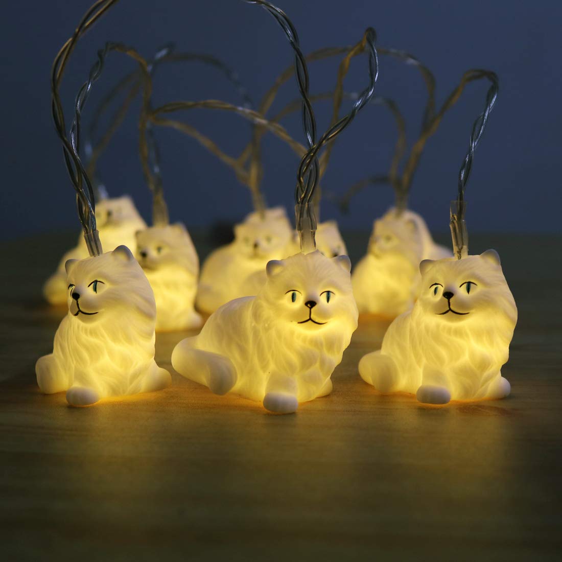 Persian Cat String Lights - 5ft/1.5M Battery Operated LED Fairy Lights with 10 Warm White Bulbs | Perfect for Kids Bedroom, Nursery, Birthday Party Decorations & Cozy Home Ambiance