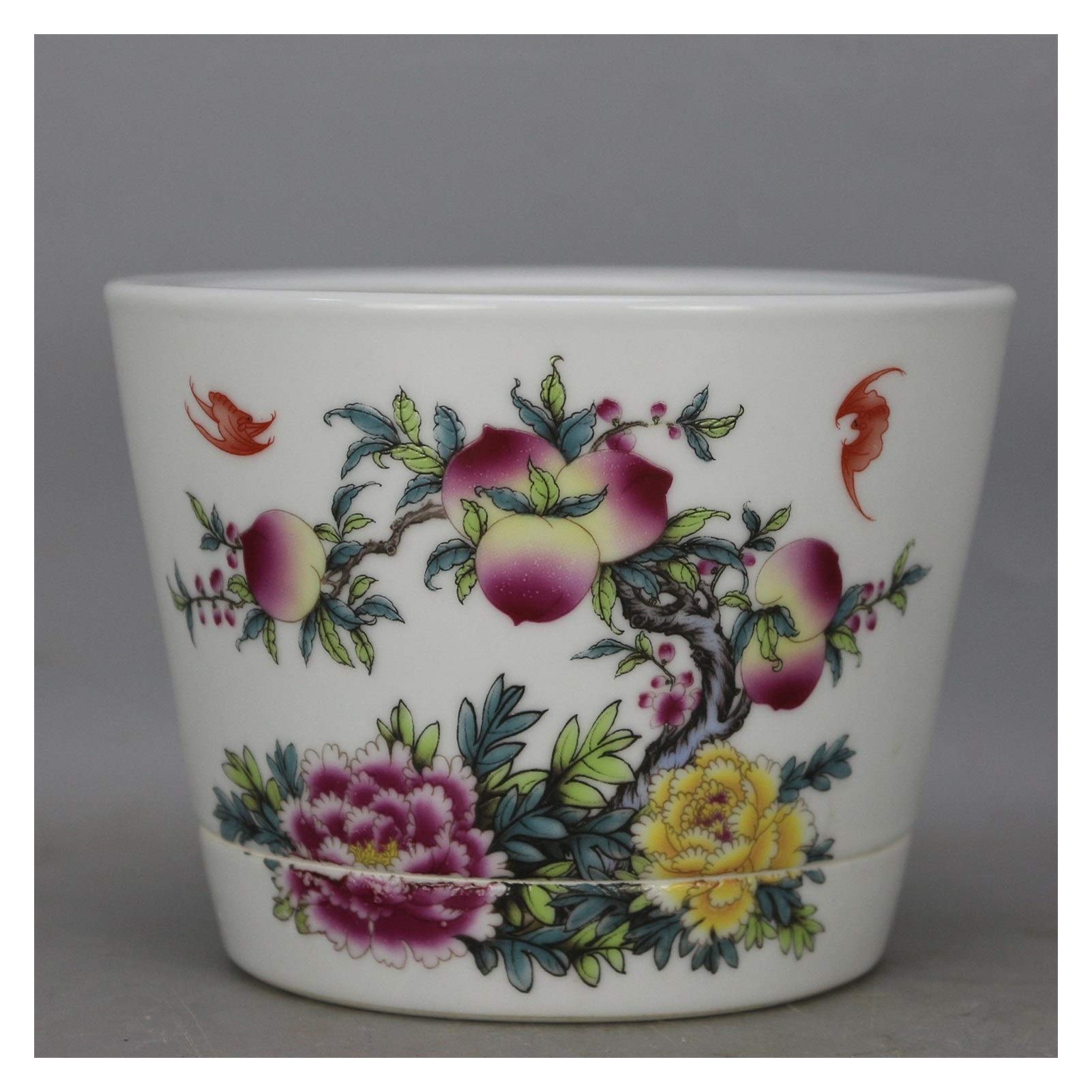 Vintage Chinese Style Ceramic Flower Pots with Base - Hand-Painted Succulent Plant Container, Landscape Painting Tabletop Decor (13.6x13.6x10.3cm) - Perfect for Home Garden, Office Desk, Christmas Gifts & Birthday Presents