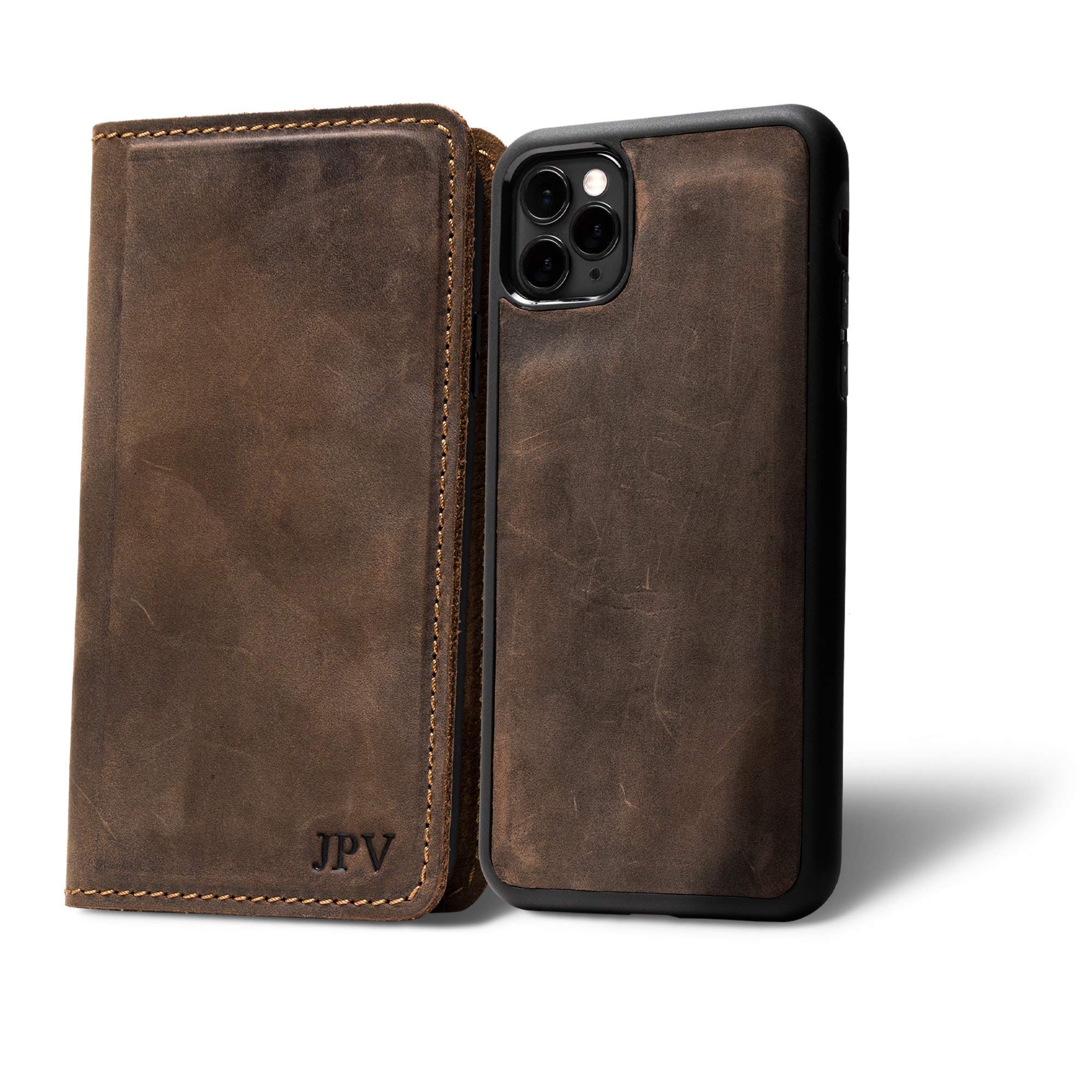 Premium Personalized 100% Genuine Leather Wallet Case for iPhone 11 - RFID Blocking Card Holder, Magnetic Closure & Built-in Screen Protector | Handmade Protective Phone Cover | Perfect for Business, Travel & Everyday Use (McLean Chestnut)