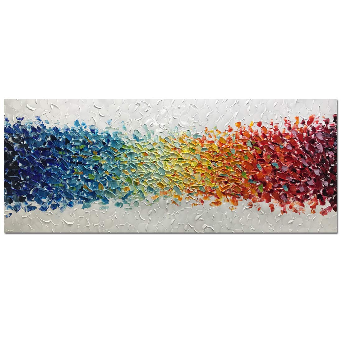 24x60 Inch Hand Painted Modern Abstract Oil Painting - Colorful Acrylic Canvas Wall Art with Stretched Frame - Contemporary Primary Colors Home Decor for Living Room, Bedroom & Office