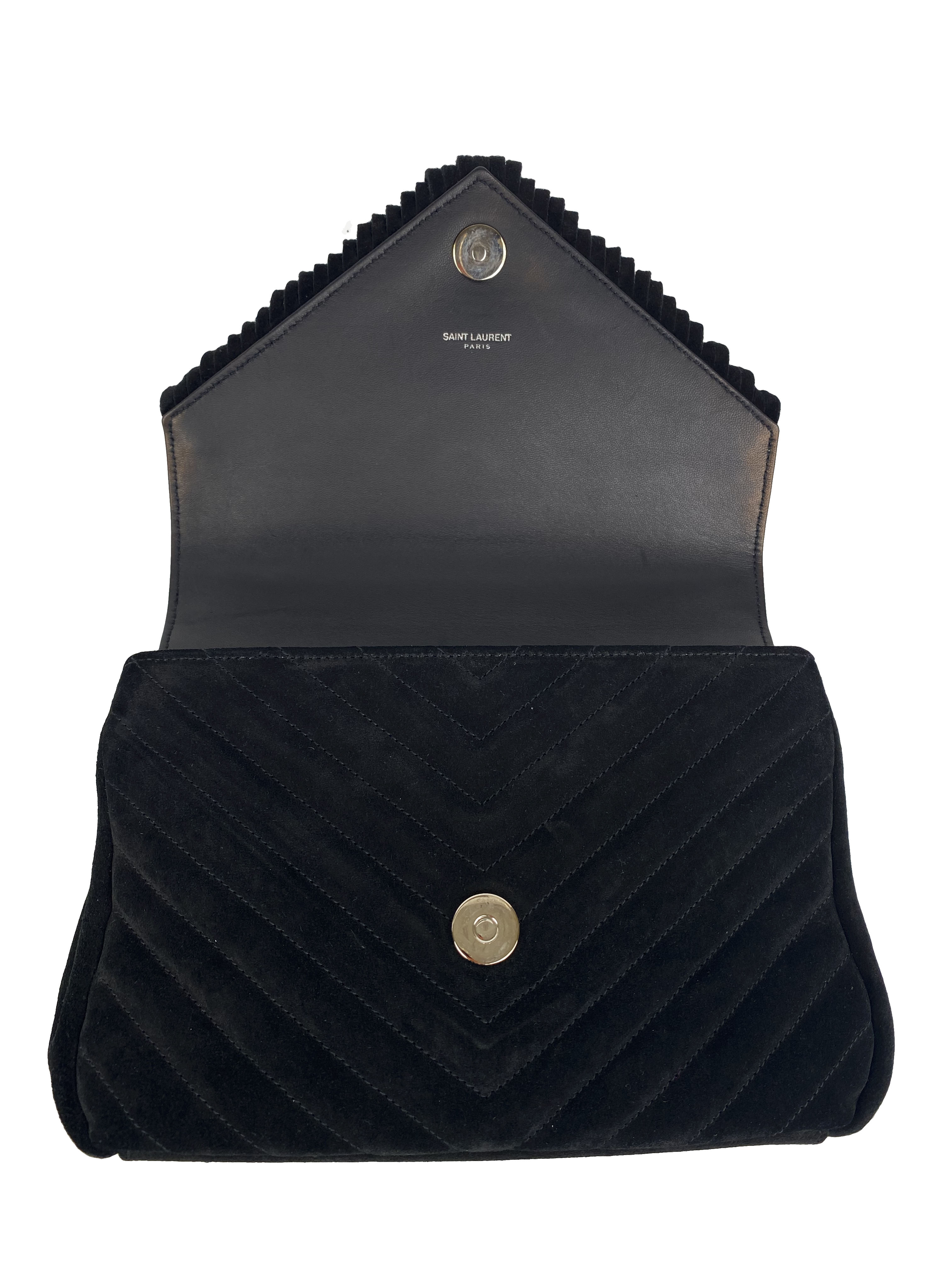 Saint Laurent Black Suede Fringe Shoulder Bag for Women | Luxury Designer Crossbody Purse | Perfect for Evening Parties, Date Nights & Special Occasions