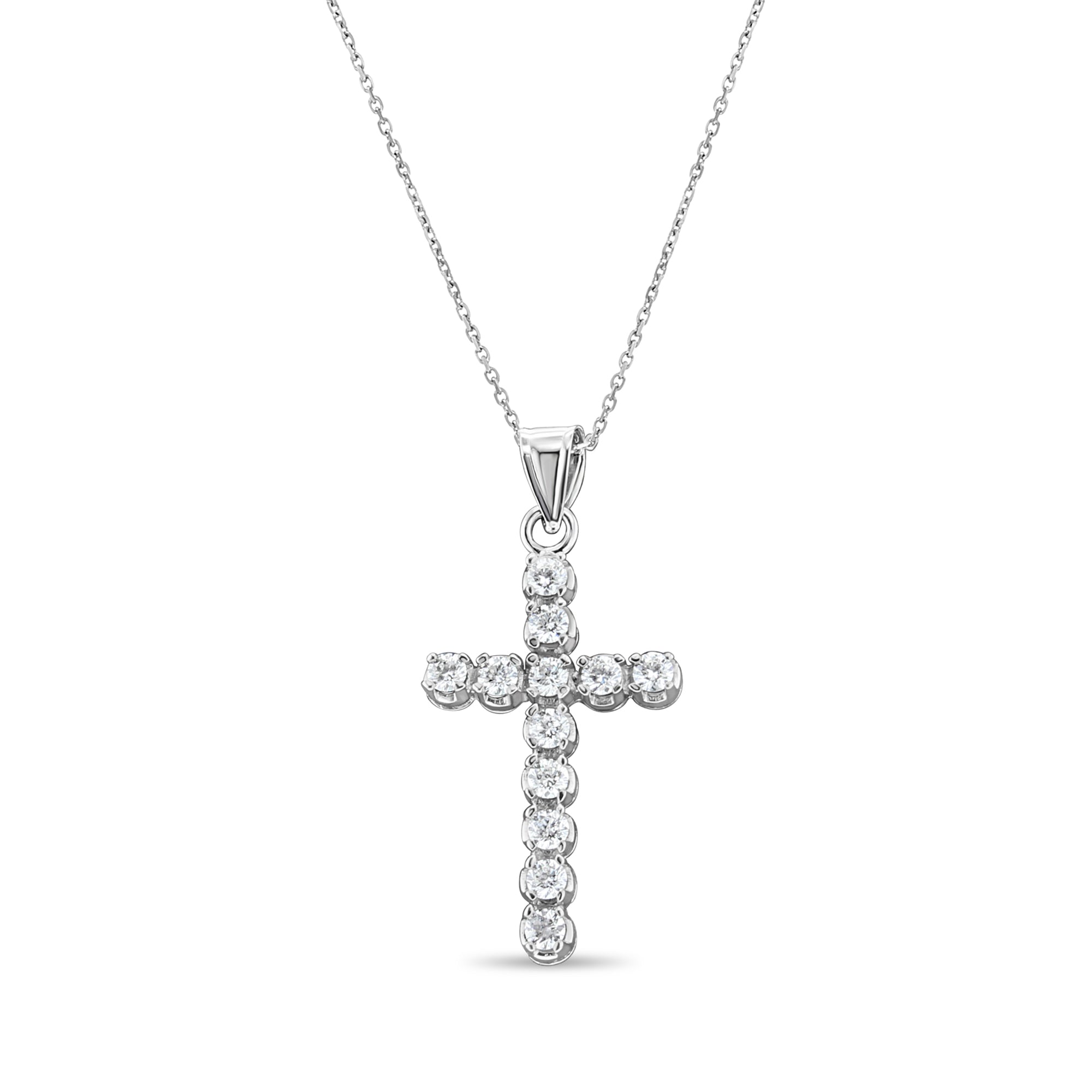 1.38cttw Diamond Cross Pendant in 14k White Gold - Elegant Religious Jewelry for Women, Perfect for Gifts, Church, Weddings & Special Occasions