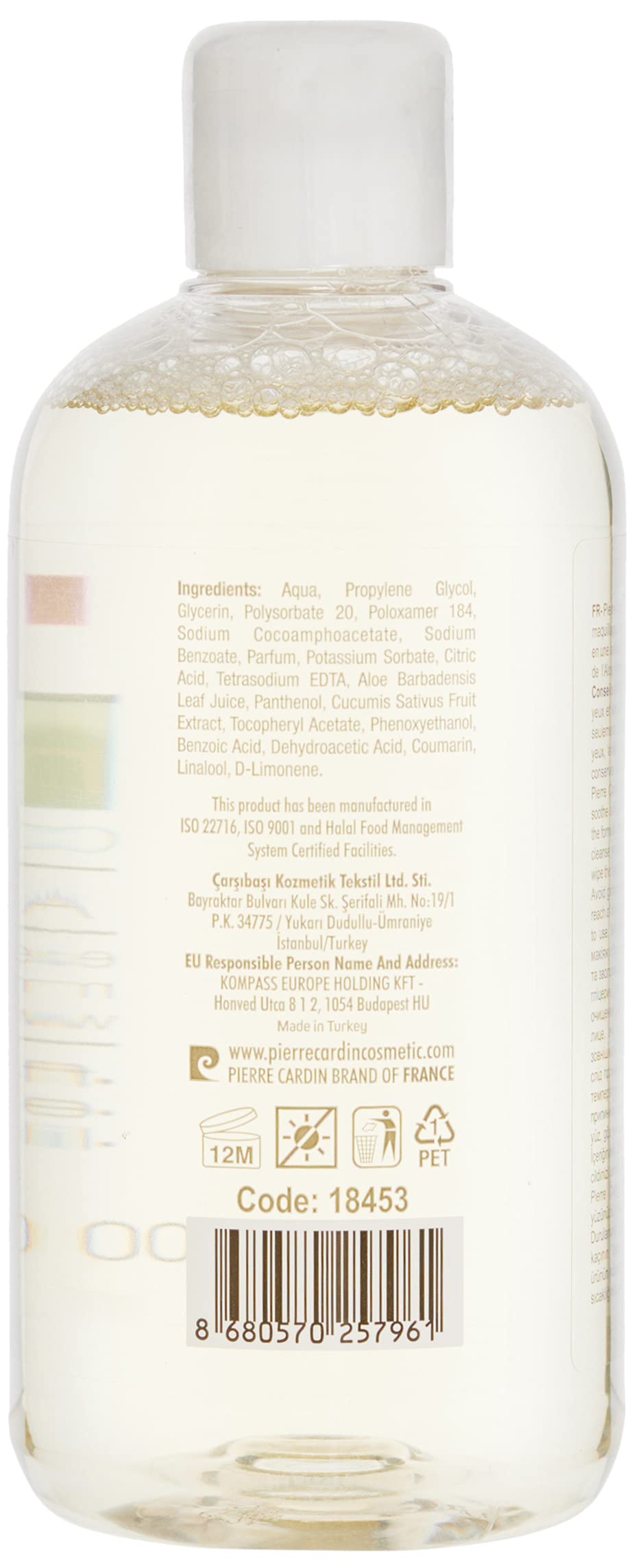 Pierre Cardin Paris Micellar Cleansing Water - Gentle Makeup Remover & Face Cleanser for All Skin Types (10.15 oz/300ml) - Perfect for Daily Skincare & Travel
