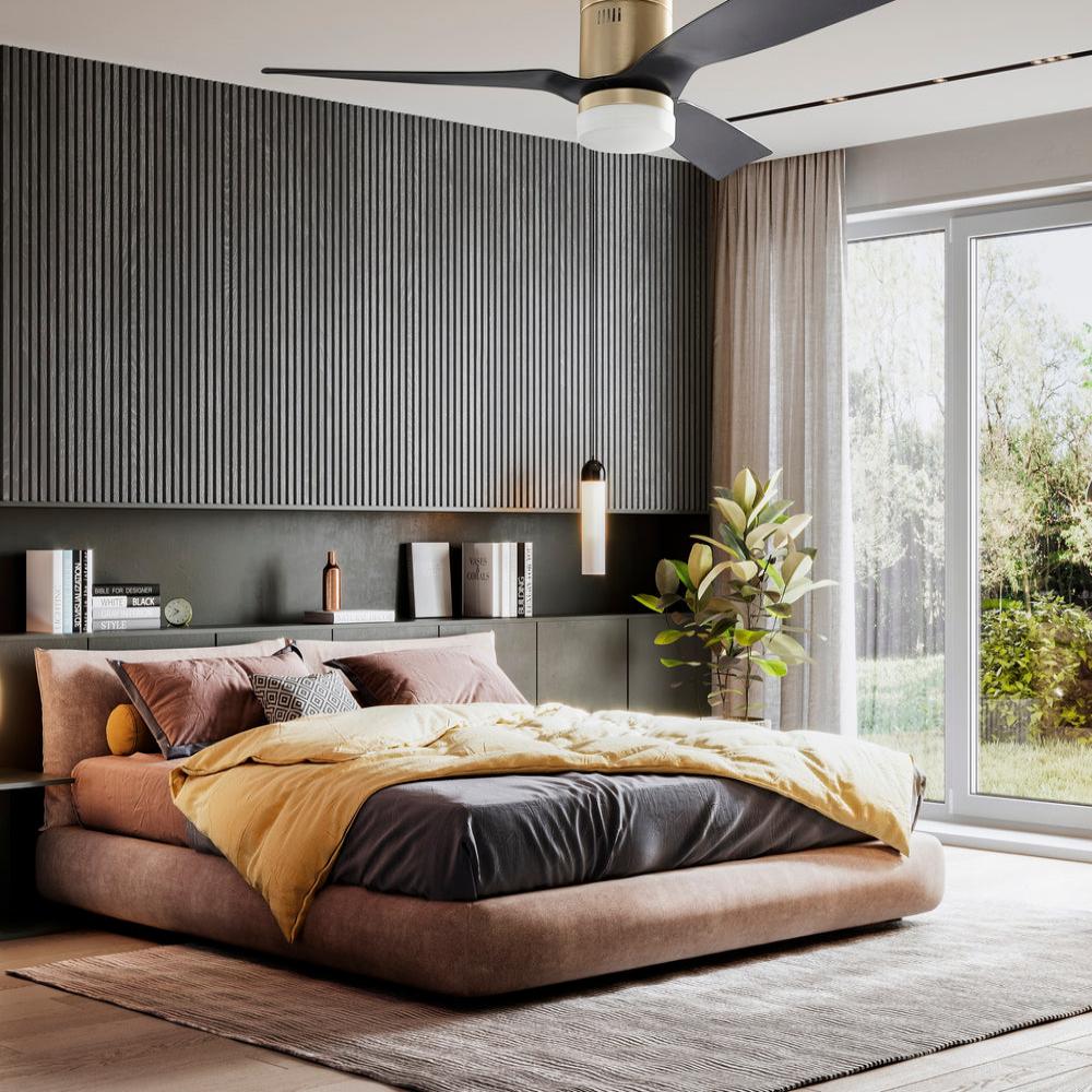 52 Inch Striver Low Profile Smart Ceiling Fan with LED Light and Remote Control - Perfect for Bedroom, Living Room, and Office Spaces