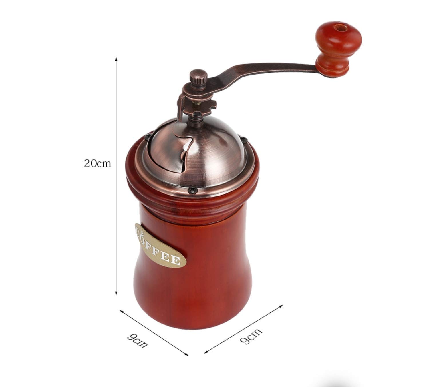 Premium Manual Coffee Grinder - Classic Wooden & Stainless Steel Retro Burr Mill for Espresso, French Press & Pour Over - Perfect for Home, Office & Travel Use