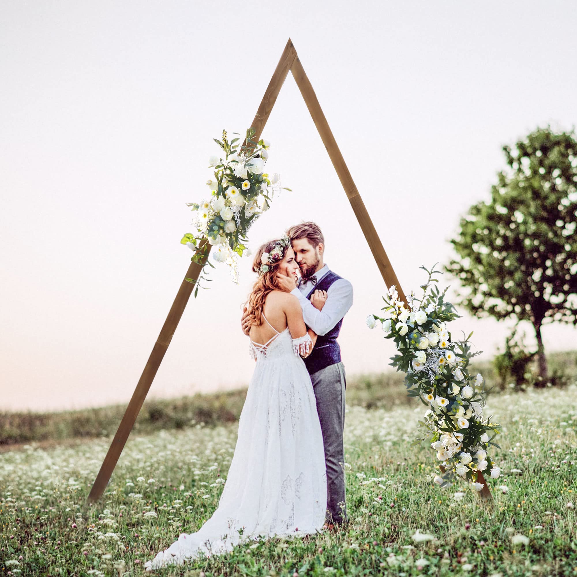 10.2FT Rustic Wooden Wedding Arch - Natural Wood Ceremony Arbor with Backdrop Stand for Garden, Outdoor & Indoor Weddings | Perfect for Boho, Vintage and Rustic Wedding Decorations