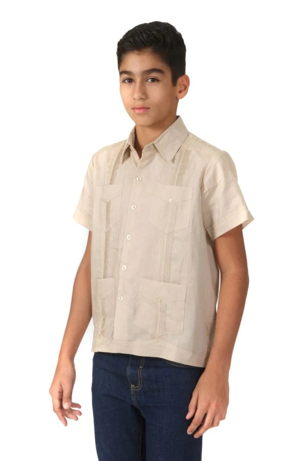 Boys Guayabera Shirt - Stylish & Comfortable (1645/1671) - Perfect for Summer Outfits & Special Occasions