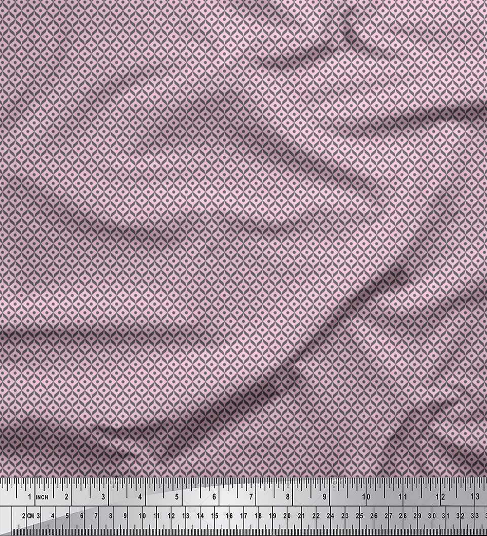 Soimoi Moss Georgette Brown Fabric by The Yard - 42 Inch Wide Printed Cotton Fabric with Dot & Diamond Geometric Patterns - Contemporary Style Shirting Material for Dresses, Blouses & DIY Sewing Projects