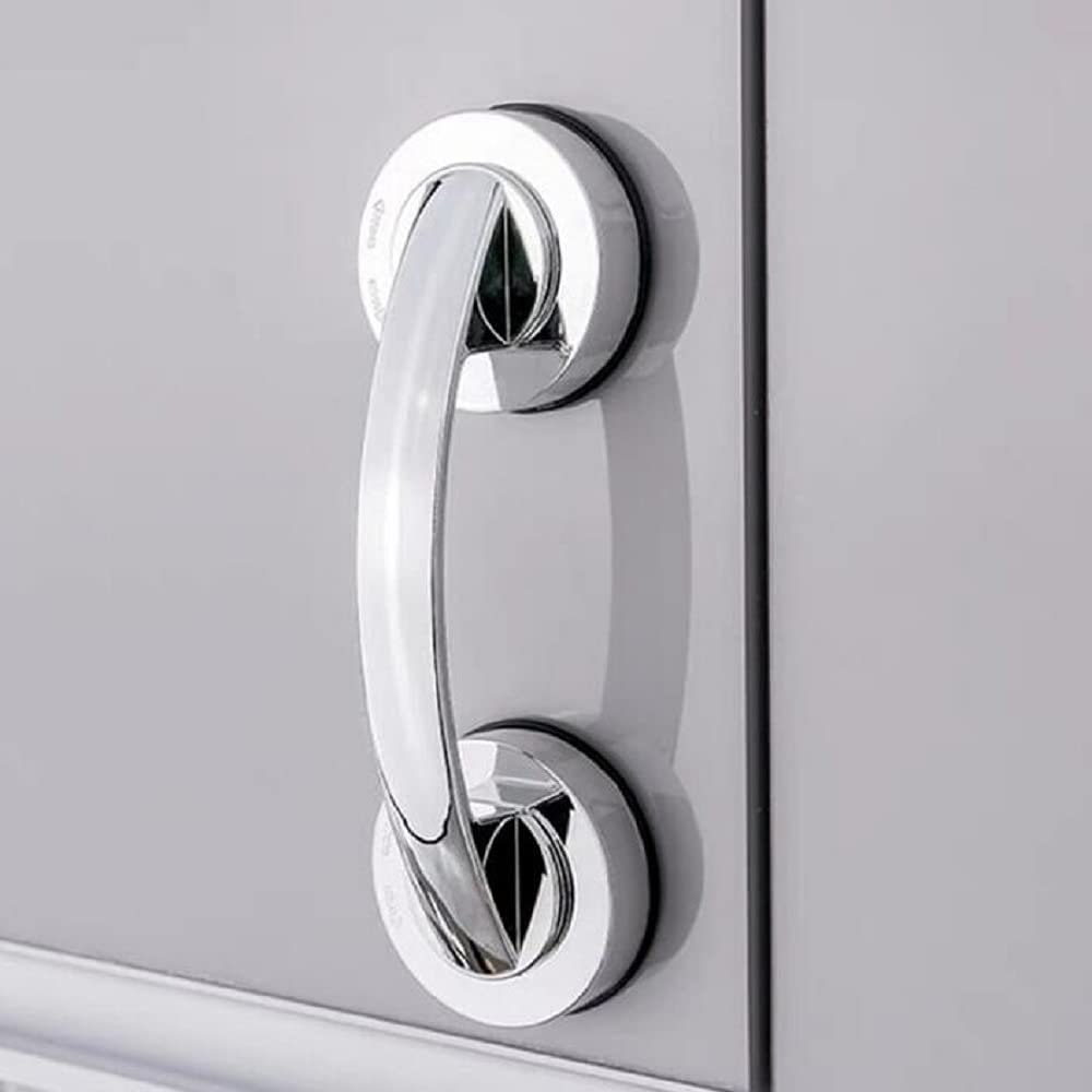 KAFENDA Large Sliding Glass Door Handle - Sticky Suction Cup for Seamless Operation - Silver Travel Door Handle Set - Perfect for Hotels, Offices & Home Use