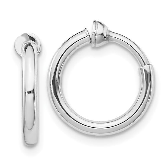 Sterling Silver Non-Pierced Round Extra Small Hoop Earrings for Women - Hypoallergenic Tiny Clip-On Earrings for Sensitive Ears, Everyday Wear & Special Occasions