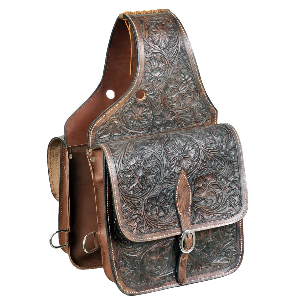 HILASON Genuine Soft Leather Western Horse Saddle Bag - Dark Brown | Adjustable Equestrian Saddle Bag for Trail Riding & Horse Shows | Durable Leather Saddle Pouch for Training, Competitions & Ranch Work