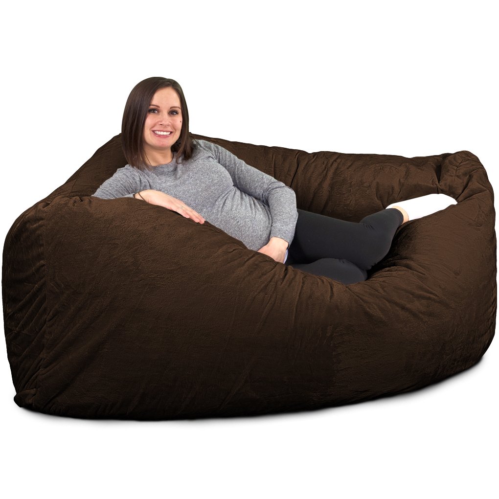 ULTIMATE SACK Oversized Bean Bag Chair for Adults - Super Soft Brown Fur Lounger, Comfy Couch & Loveseat Alternative for Living Room, Bedroom, Game Room & Dorm Furniture - Perfect for Relaxing, Gaming & Movie Nights