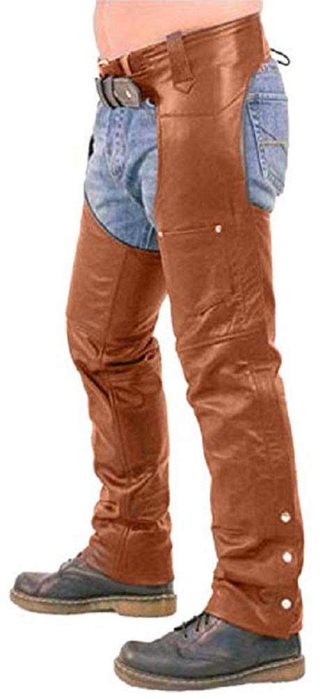 Men's Genuine Black Leather Motorcycle Chaps - Biker Riding Pants for Harley Davidson & Cruiser Bikes | Perfect for Motorcycle Rides, Biker Events & Outdoor Adventures
