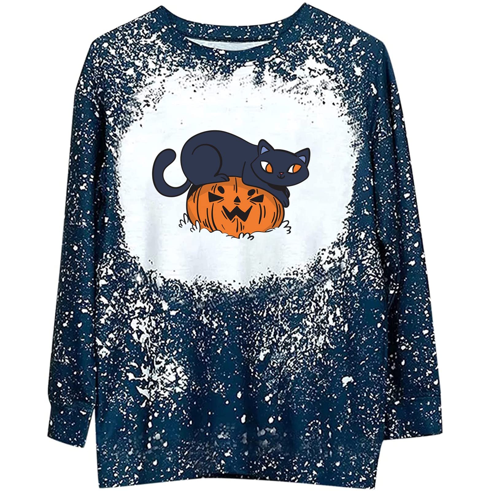Halloween Shirts for Women - Long Sleeve Crewneck Graphic Sweatshirt | Oversized Y2K Trendy T-Shirt | Cute Going Out Tops for Parties, Costumes & Fall Fashion